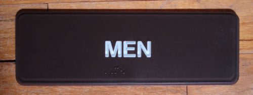 MEN - Men&#039;s Room Brown Acrylic with Braille Self-Adhesive Safety Sign - 9 x 3 in