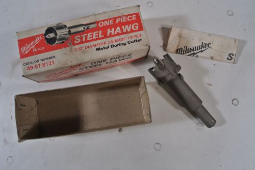 MILWAUKEE STEEL HAWG CARBIDE TIPPED METAL BORING CUTTER NOS! 1-7/32&#034; 49-57-8121