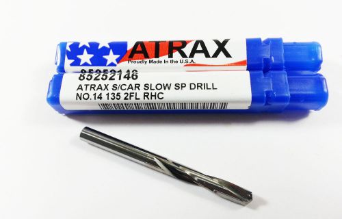 #12 (Lot of 2)  ATRAX Solid Carbide 135 PT. 2 Flute Carbide Spiral Drill  (L5)