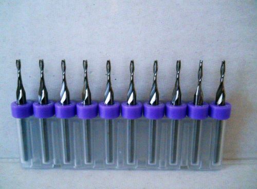 Ten 2 flute  micro carbide end mill bits 1.60 mm, 1/16&#034; dia. -  router pcb for sale