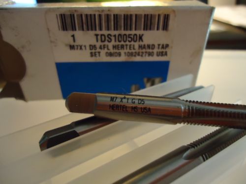 Hertel m7x1 d5 4 flute hand tap usa made hss metric coarse thread box/3 tools for sale