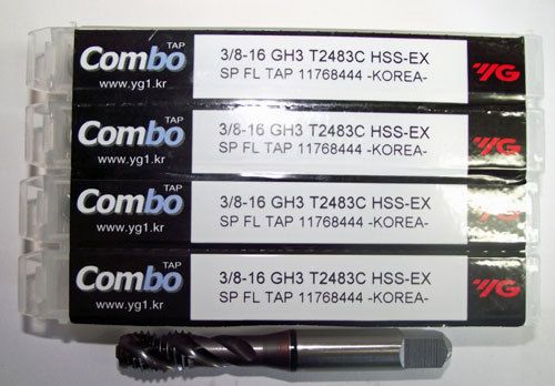 5pc 3/8-16 YG1 Combo Tap Spiral Flute Taps for Multi-Purpose Coated