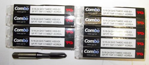 10pc 5/16-24 YG1 Combo Tap Spiral Point Taps for Multi-Purpose Coated