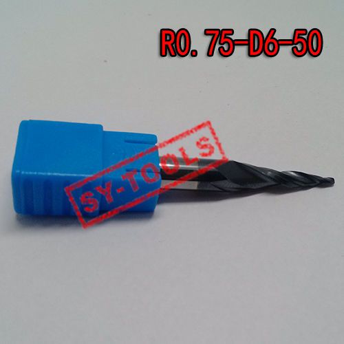 1pc r0.75*d6*20*50 solid carbide tapered ball nose end mill coating tialn hrc55 for sale