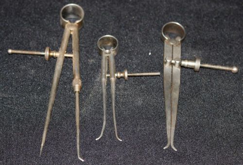 Vintage Set of 3 Inside Calipers ~ 4.5&#034;/6&#034;/7&#034; ~ Nork Products and Starrett Co.