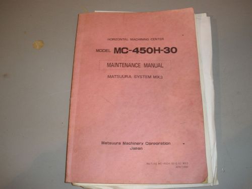 Maintenance Manual For Matssur MC-450H-30 MX3 System