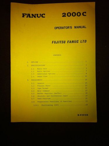Original Fanuc 2000C Operator&#039;s Manual B-51515E