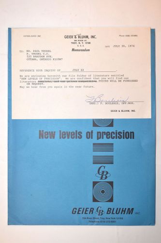 Geier &amp; bluhm germany new levels of precision machinists level brochures #rr557 for sale