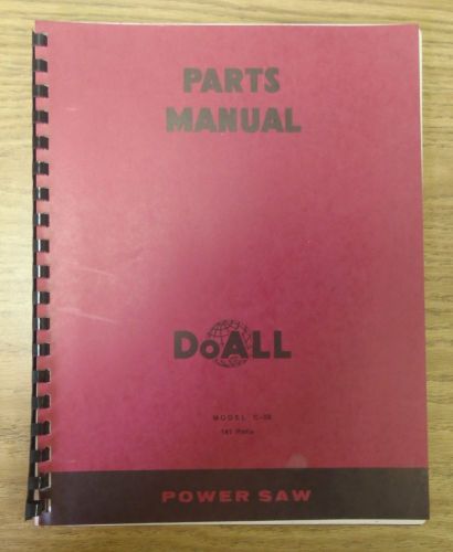 DoAll Model C-58 141 Prefix Power Saw Parts Manual C58 Horizontal Bandsaw Band