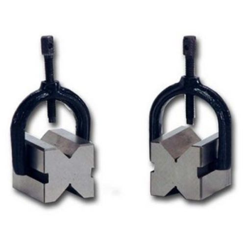 1.1/2&#034; capacity precision steel v-block pair w. clamps 1-1/4x1-1/4x1-5/8 - vee for sale