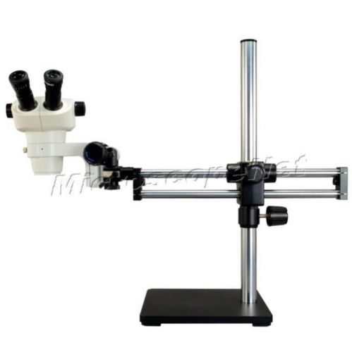 Binocular stereo microscope zoom 6x-50x with ball bearing dual bar boom stand for sale