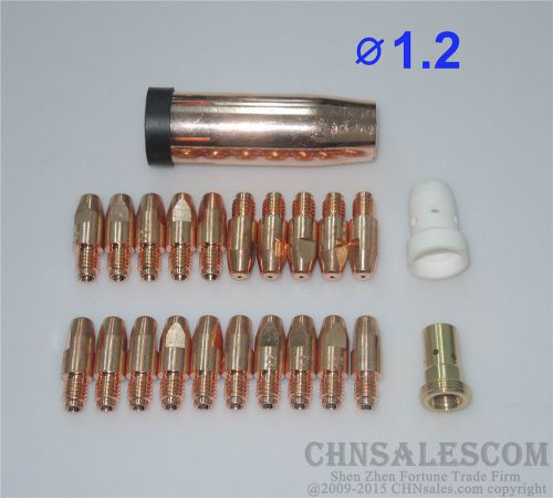 23 pcs mb 401d 501d mig/mag welding gun contact tip 1.2x30 m8 gas nozzle for sale