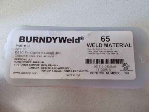 Burndy TW65EZ #65 Weld Metal W/ Ignitor Strip 20 pack NEW Burndy Weld