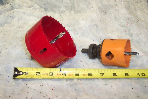 2 Quality Large Hole Size Drill Bits, One 4&#034; &amp; One 2 3/8&#034;  W/Quick Change Arbor