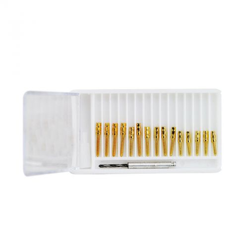 2015 New 24K Gold Dental Screw Posts Drills Kits Refills Plated Tapered BM1.0