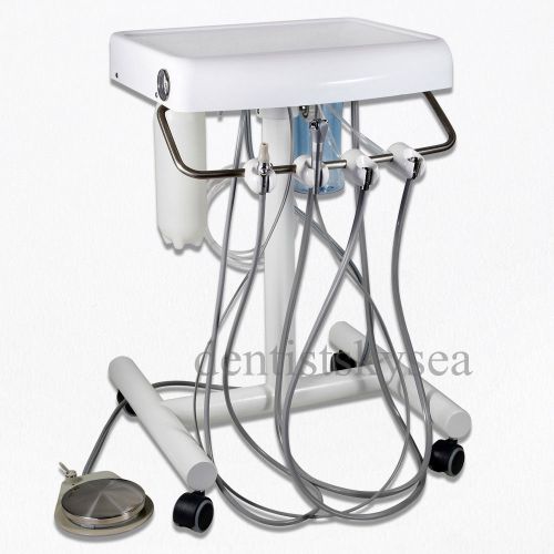 New Portable Dental Delivery Unit Equipment Mobile Cart w/ 3-way Syringe Saliva