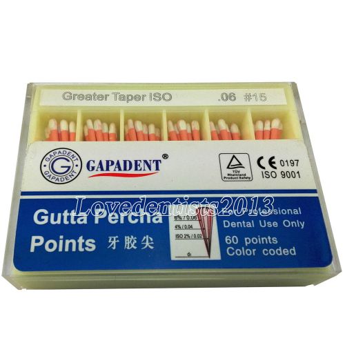 60pcs dental gutta percha points 06 taper regular no 015# color coded for sale