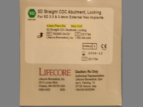 Restore SD Hexed Abutment Cement Type 4.2/2 Lifecore Keystone Ext Hex Implant
