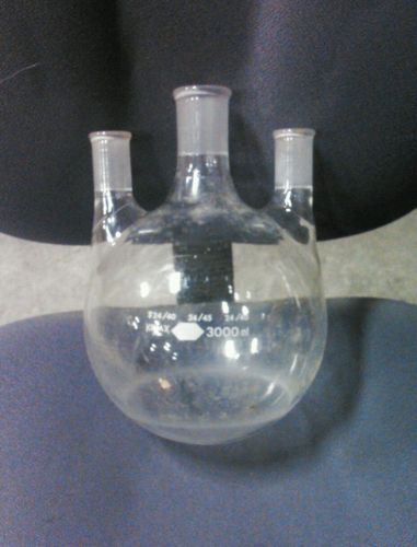 Vintage kimax 3000ml bubble flask,bottle-chemistry,lab-triple,3 neck for sale