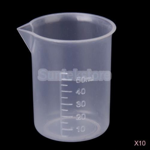 10xplastic kitchen lab graduated beaker measuring cup measurement test tool 50ml for sale