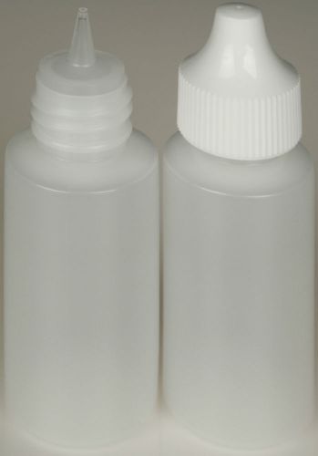 Plastic dropper bottles, precise tipped w/white cap, 1-oz. 50-pack, new for sale