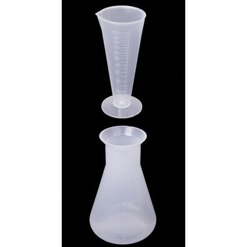 250ml Lab Chemical Conical Flask Container Bottle + 100ml Beaker Measuring Cup