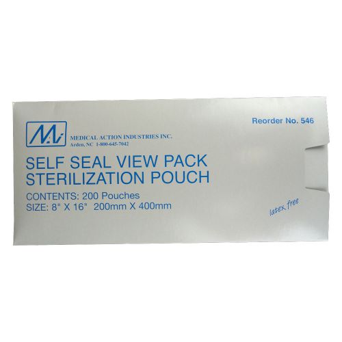 Medical action self seal view pack sterilization pouch size  8 x 16 case of 1000 for sale