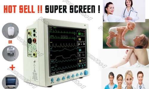 Hot! new 12.1&#034; big screen patient monitor ecg spo2 nibp resp temp pr co2 printer for sale