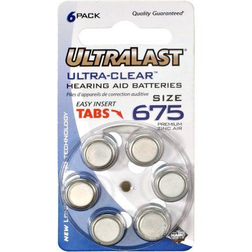 Ultralast ul675ha ultra-clear&#034; hearing aid batteries for sale