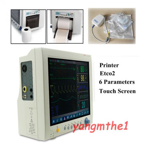 Touch screen icu patient monitor, printer?etco2, ecg, nibp, spo2, pr, temp, resp for sale