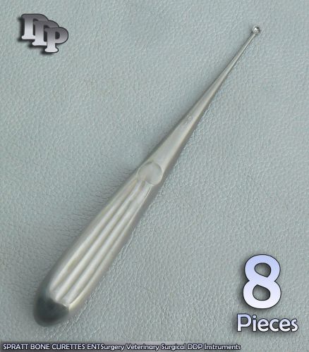8 Pcs SPRATT BONE CURETTES 00 ENTSurgery Veterinary Surgical DDP Instruments