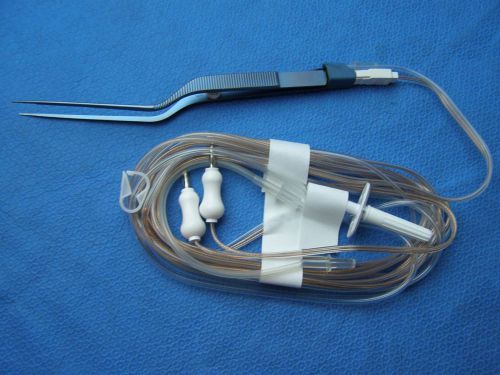 1-Codman Neuro Titanium Malis Bayonet Bipolar Irrigation Forceps &amp; CORD