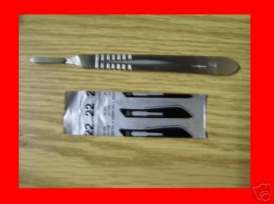 BRAND NEW SCALPEL KNIFE HANDLE HOLDER #4 +5 SURGICAL STERILE BLADES #22