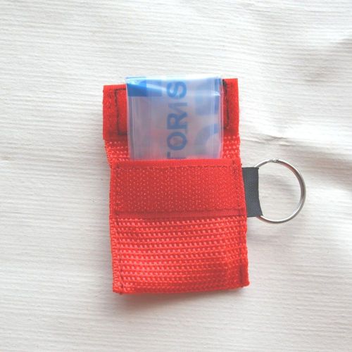 100 sets cpr mask face mask face shield one-way valve with keyring pouch red for sale