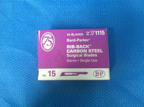 Bard Parker Rib Back Carbon Steel Surgical Blades. No. 15. 371115