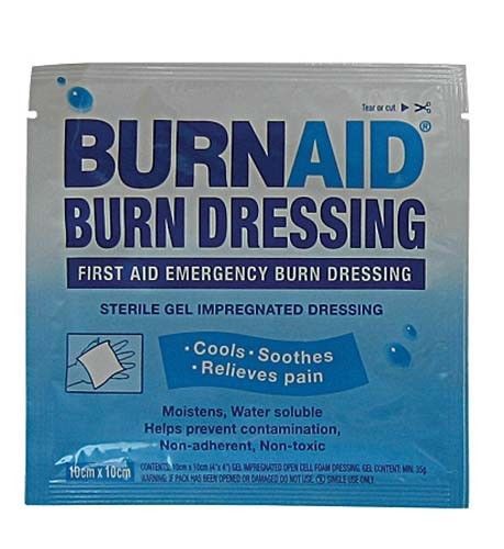 New Burnaid Burns Dressing 10 x 10cm Injury Support Fast Application Burn Aid