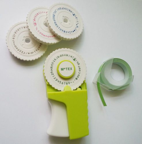 Embossing Label Maker 4 Wheel (English, Number, Emoticon, Hangul) Green + 1 Tape