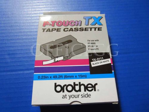 Brother TX2111 1/4 In. Black On White P-touch Tape