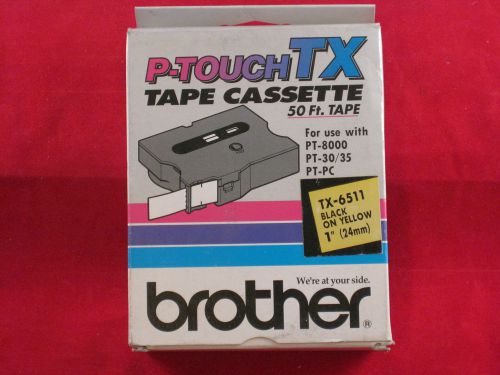 NEW Brother P Touch TX-6511 1&#034; Black On Yellow Tape  PT-8000 PT-30/35  PT-PC