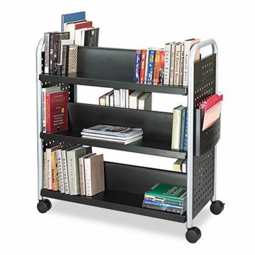 Safco scoot book cart, 6-shelf, 40w x 17-1/2d x 41-1/2h, black (saf5335bl) for sale