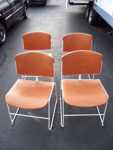 vintage steelcase stacking chairs orange set of 4
