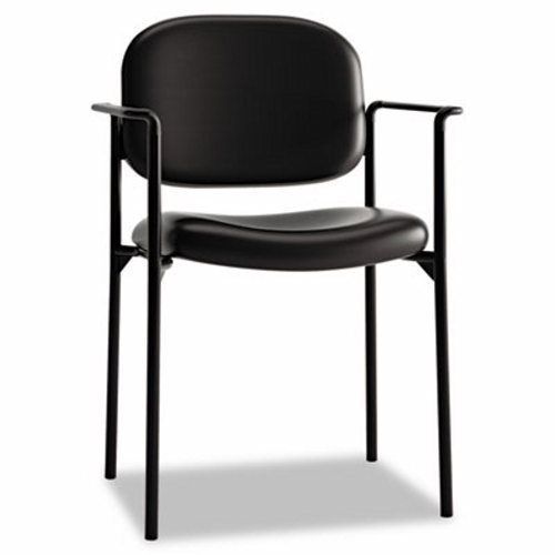 Basyx vl616 stacking guest chair with arms, black leather (bsxvl616sb11) for sale