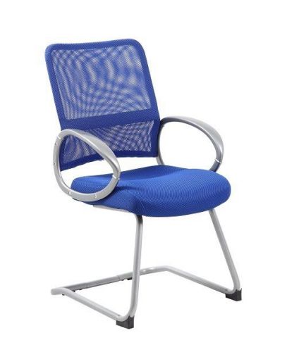 B6419 BOSS BLUE MESH BACK WITH PEWTER FINISH OFFICE GUEST CHAIR