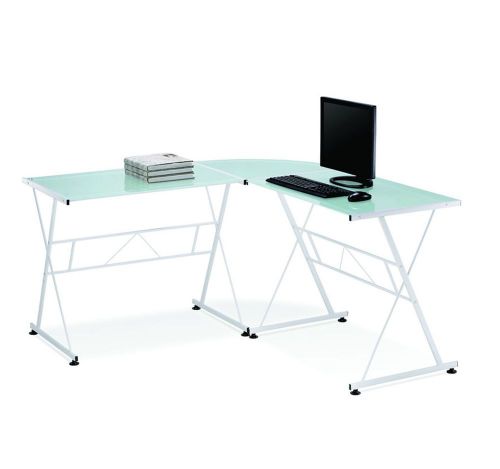 Scrivania ad angolo bianca* design semplice e moderno* tavolo pc vetro for sale