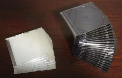 CD slim-line jewel cases, 20 black, 7 white, free shipping!