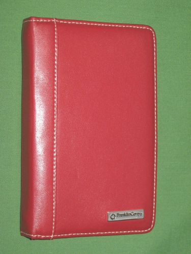 Pocket ~ 0.75&#034; ~ red ~ leather franklin covey planner organizer binder open 2162 for sale