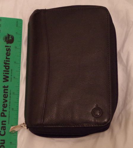 Franklin Covey Black Pocket Size Zipper Binder- Full Grain Leather- Used-