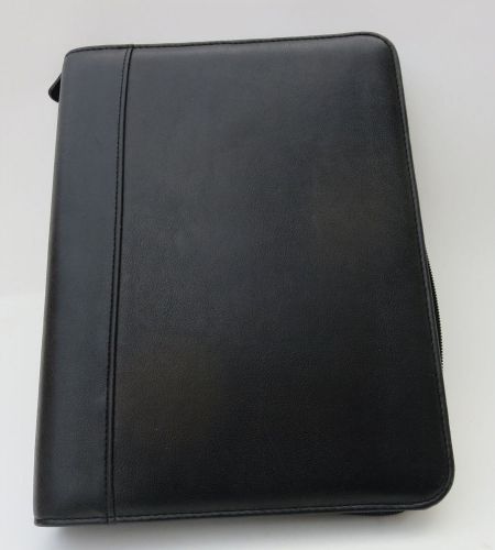 Day-Timer Zippered Black Leather Cover Desk Planner Organizer Portfolio