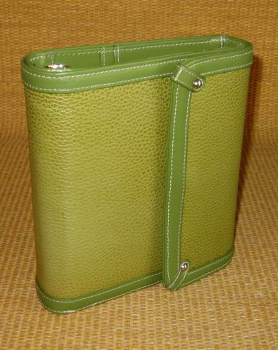 Compact 1.25&#034; Rings | Green Pebbled LEATHER FRANKLIN COVEY Open Planner/Binder
