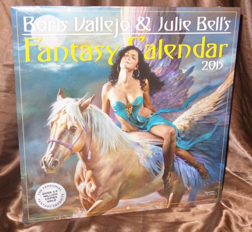 2015 BORIS VALLEJO &amp; JULIE BELL&#039;S FANTASY Premium Wall Calendar w/Bonuses Sealed